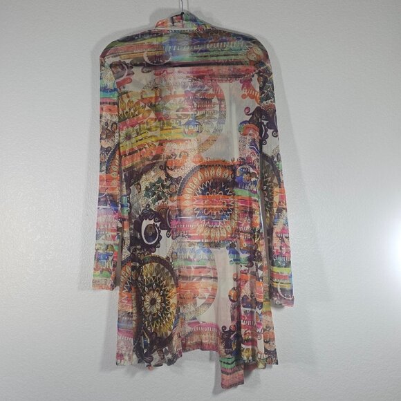 Robert Kitchen Canada Sheer Cardigan Women Large Open Front Artsy Boho Hippie - Picture 5 of 10